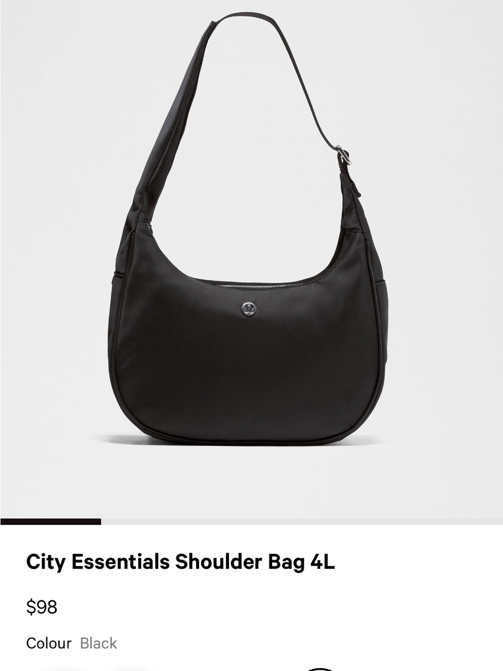 lululemon athletica Black Nylon Shoulder Hobo Bag